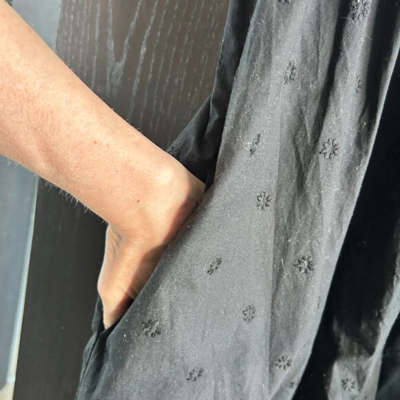 ULLA JOHNSON Iggy Embroidered Cotton Poplin Wide Leg Jumpsuit Bow Tie Back - Picture 8 of 9